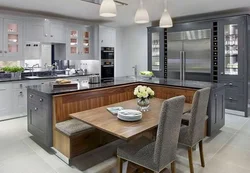 Kitchen and table in the same interior style