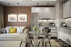 Refrigerator In The Interior Of The Kitchen Living Room Design Photo