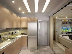 Refrigerator in the interior of the kitchen living room design photo
