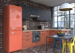 Терракотовый цвет кухни фото в интерьере