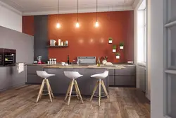 Terracotta color kitchen photo in the interior