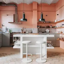 Terracotta color kitchen photo in the interior