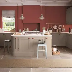 Terracotta color kitchen photo in the interior