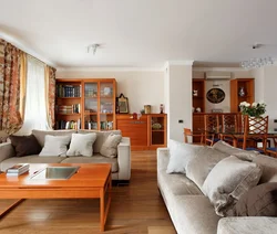 Living room design with terracotta sofa