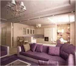 Beige lilac living room interior