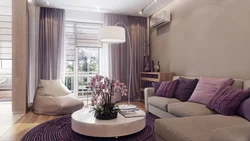 Beige Lilac Living Room Interior