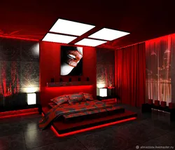 Черно красный дизайн спальни