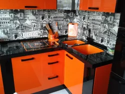 Photo of kitchen orange and black