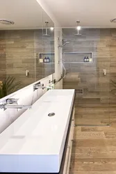 Ванна бөлмесінің дизайны ламинатқа арналған плиткалар