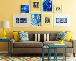 Blue And Yellow In The Living Room Interior Photo