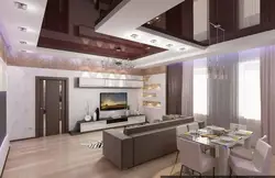 Living Room With Kitchen Combined Ceiling Design