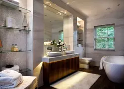 Bathroom interior with built-in bath