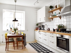 Scandinavian style kitchen in white interior
