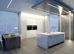 Потолок со световыми линиями фото кухня