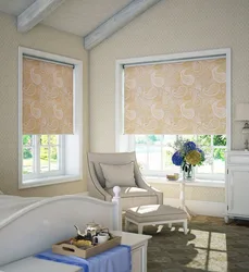 Roller Blinds In The Bedroom In The Interior Photo