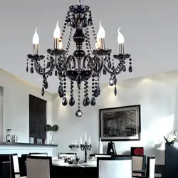 Crystal chandelier in the kitchen interior