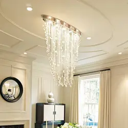 Crystal chandelier in the kitchen interior