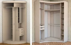 Photo of a corner wardrobe in the bedroom with dimensions