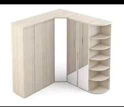 Photo of a corner wardrobe in the bedroom with dimensions