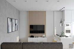 White slats in the kitchen interior