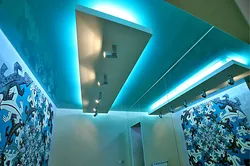 Floating suspended ceiling in the bathroom photo