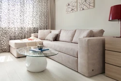 Gray Sofa In A Beige Living Room Photo