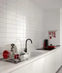 Glossy tiles in the kitchen interior photo
