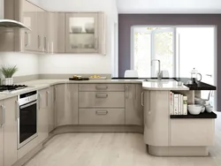 Modern corner kitchen design in light colors photo