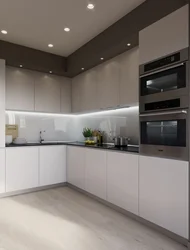 Modern corner kitchen design in light colors photo