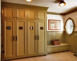 Wooden cabinets in the hallway photo