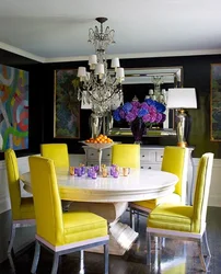 Kitchen with yellow chairs photo