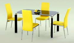 Kitchen with yellow chairs photo