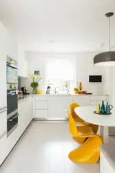 Kitchen design with yellow chairs