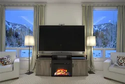 Телевизор на комоде в интерьере гостиной