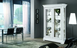 Cabinet In The Living Room For Dishes With Glass In A Modern Style Photo