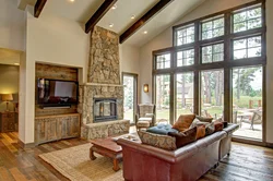 Fireplace In The Interior Of The Living Room Of A Country House Photo