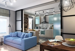 Design of 2 apartments combined with kitchen