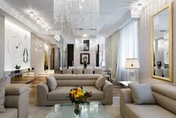 Chandelier In The Neoclassical Living Room Interior