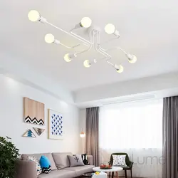 Modern Chandelier Under A Suspended Ceiling In The Bedroom Photo