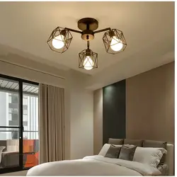 Modern Chandelier Under A Suspended Ceiling In The Bedroom Photo