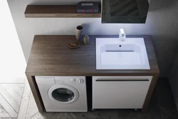 Countertop ҳаммом барои мошини ҷомашӯӣ ва акс раковина