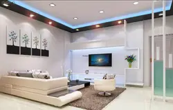Дизайн гостиной потолок с подсветкой