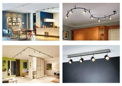 Track lights for suspended ceilings in the living room interior