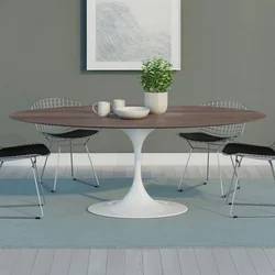 Table on one leg in the kitchen interior