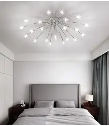 Chandeliers in the bedroom for a suspended ceiling photo in the interior