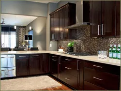 Brown kitchen photo which wallpaper is suitable