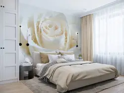 Photo wallpaper in the bedroom flowers above the bed photo