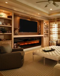 Modern Living Room With Fireplace And TV Photo