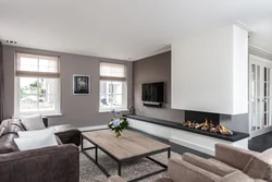 Modern Living Room With Fireplace And TV Photo