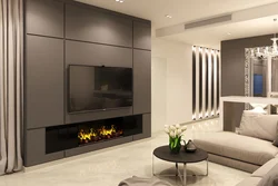 Modern Living Room With Fireplace And TV Photo